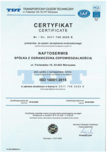 Certificate 14001 with PCA
